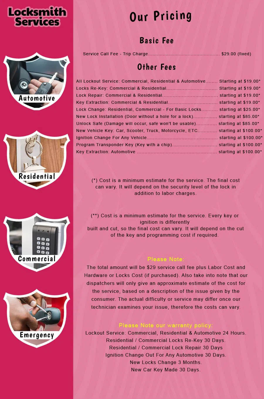 South Orange NJ Locksmith Store South Orange, NJ 973-841-6057 - price-list-c-18